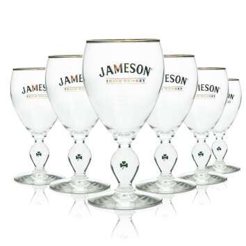 6x Jameson Whiskey glass Irish Coffee 4cl gold rim and...