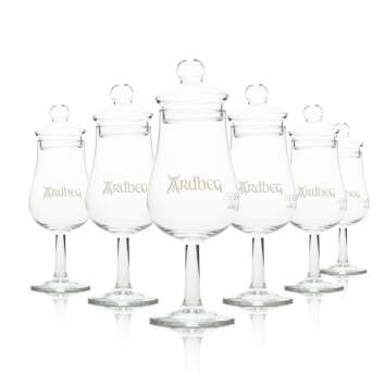 6x Ardbeg Whiskey Glass Tasting 4cl with lid Logo white...