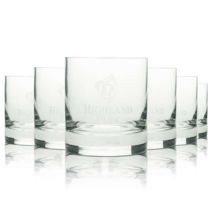 6x Highland Park whiskey glass tumbler logo white 4cl Mäser