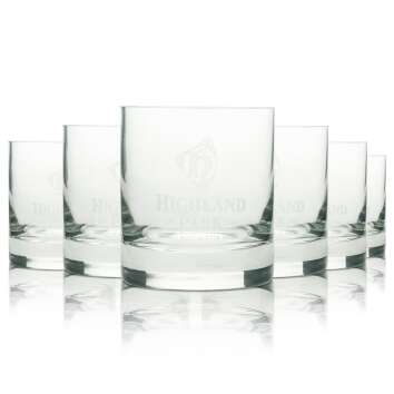 6x Highland Park whiskey glass tumbler logo white 4cl...