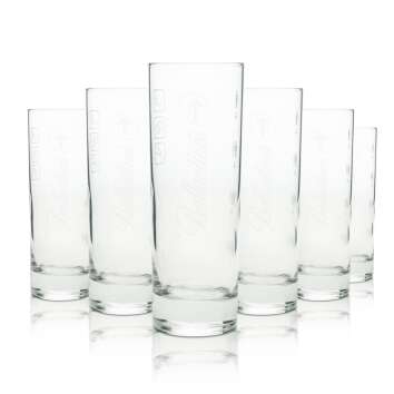 6x Ballantines whiskey glass long drink logo white with...
