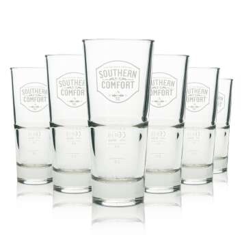 6x Southern Comfort whiskey glass long drink white logo...