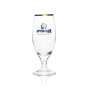 6x Landskron beer glass goblet 0,25l logo blue gold gold rim