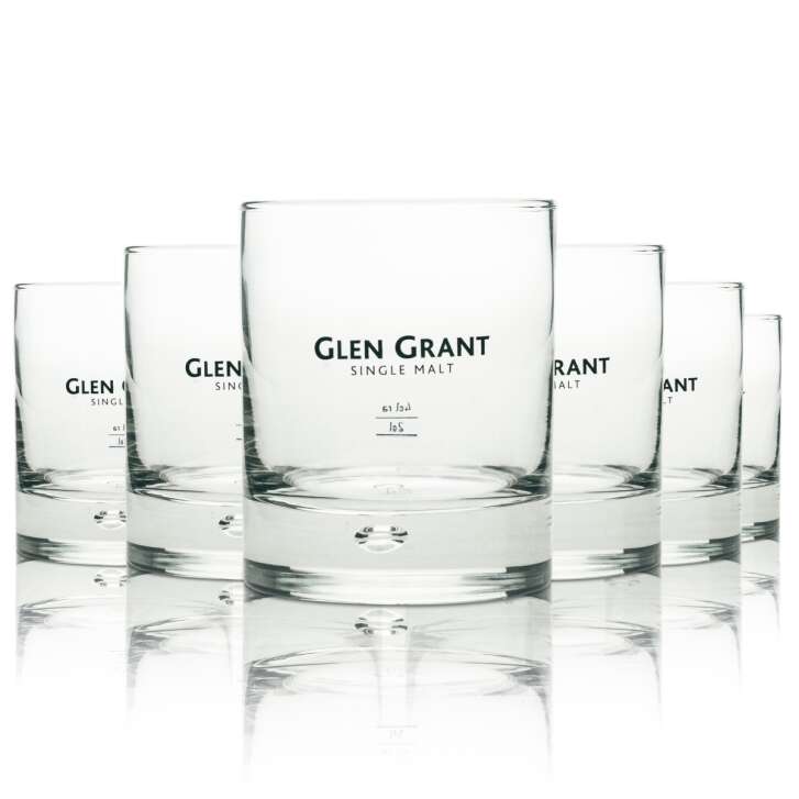 6x Glen Grant Whsikey glass bubble logo black single malt 4cl Rastal