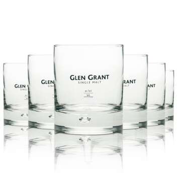 6x Glen Grant Whsikey glass bubble logo black single malt...