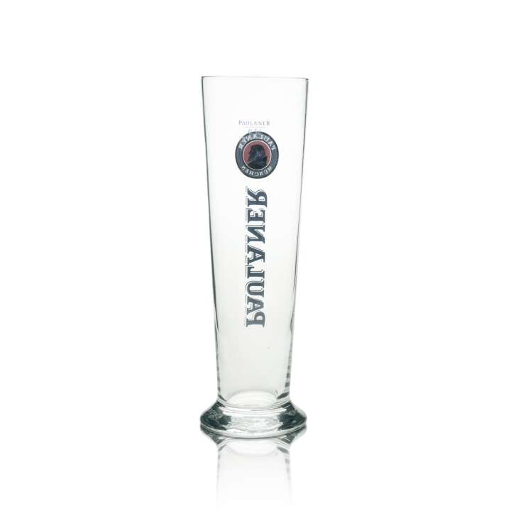 6x Paulaner Beer Glass Wheat 0.5l Logo with Gold Rastal