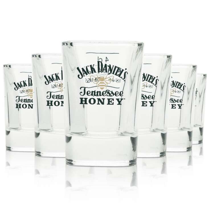 6x Jack Daniels Whiskey glass Shot glass Honey