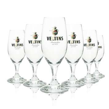 6x Veltins beer glass goblet 0,3l golden logo Ritzenhoff