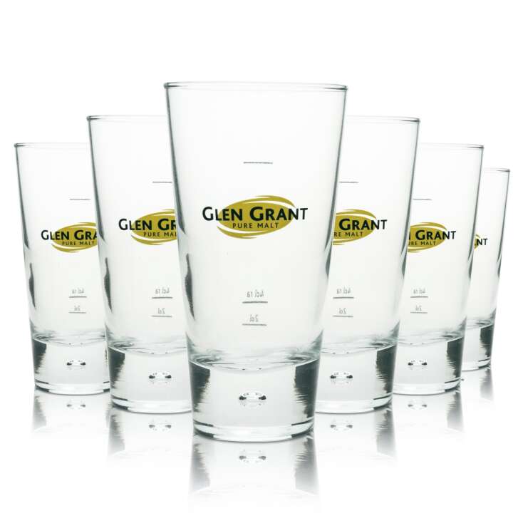 6x Glen Grant whiskey glass long drink with bubble glebes logo