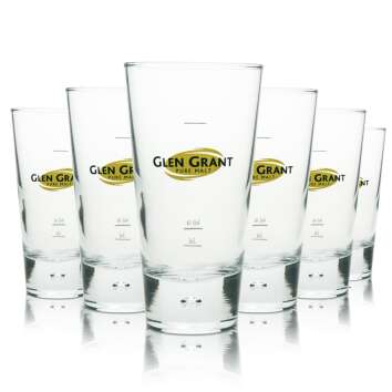 6x Glen Grant whiskey glass long drink with bubble glebes...