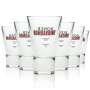 6x Bombardino liqueur glass tumbler conical red lettering 4cl