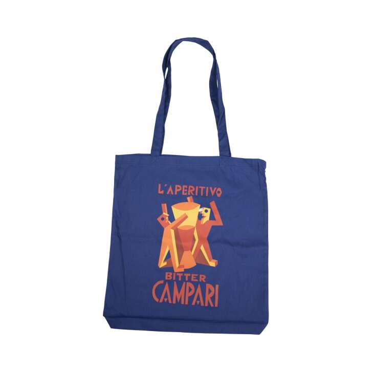 Campari liqueur jute bag, blue, LAperitivo bag, shopping backpack, cotton