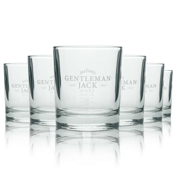 6x Jack Daniels glass 0.2l whiskey tumbler Gentleman Jack glasses