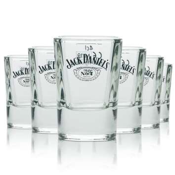 6x Jack Daniels whiskey glass shot square 4cl