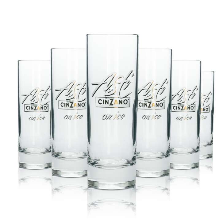 6x Cinzano aperitif glass long drink 0.1l gold-plated logo