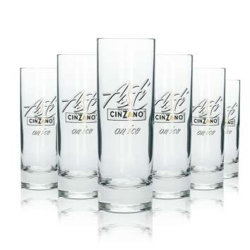 6x Cinzano aperitif glass long drink 0.1l gold-plated logo