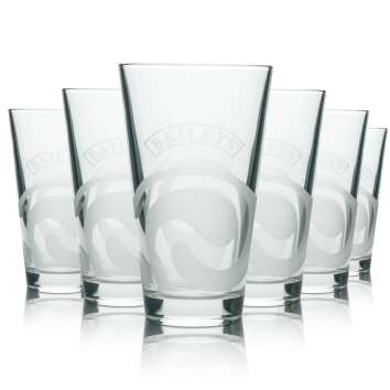 6x Baileys liqueur glass long drink glass with milk print