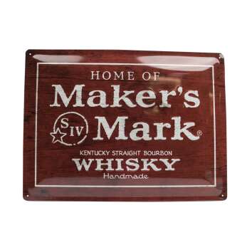 1x Makers Mark whiskey tin sign logo red wood look