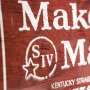1x Makers Mark whiskey tin sign logo red wood look