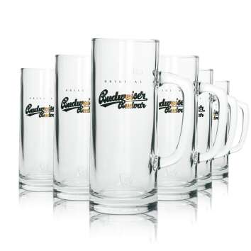6x Budweiser beer glass jug 0,5l sahm gold logo