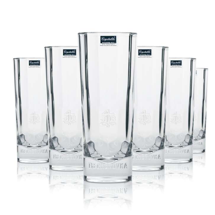 6x Becherovka vodka glass crystal tumbler 300ml