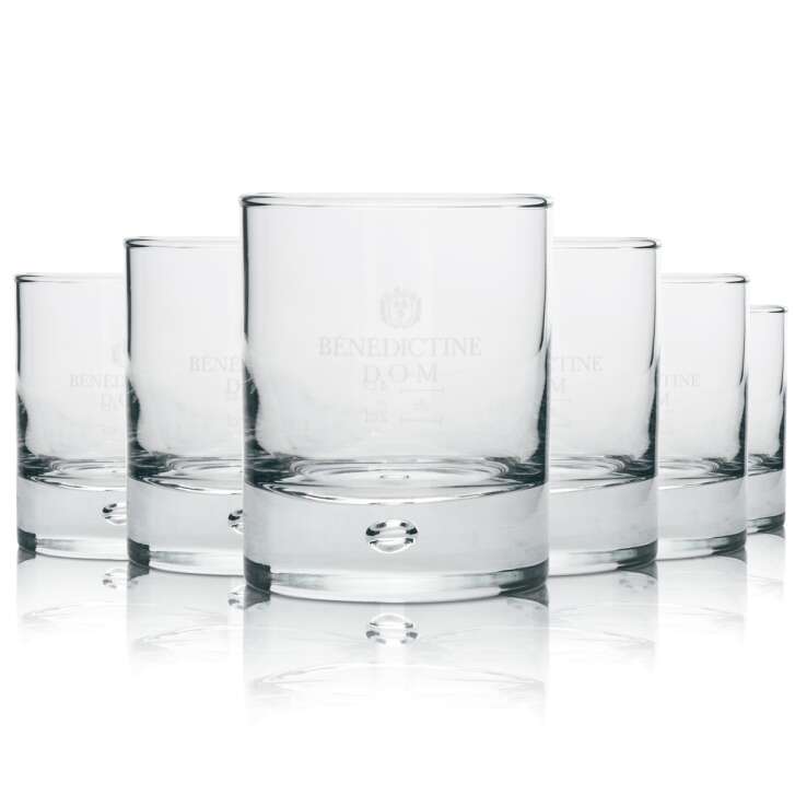 6x Benedictine whiskey glass tumbler with bubble in the base
