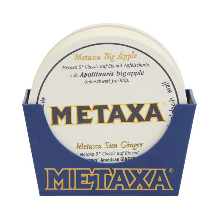 10x Metaxa Brandy coaster set 10x stand + 100x beer mat glasses