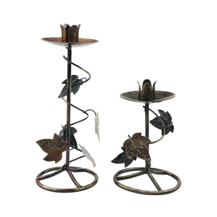 Mariacron candlestick set 2-piece metal rust copper retro tea light lantern