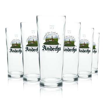 6 Andechs beer glass mug 0,5l Logo Sahm new
