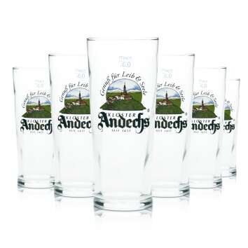 6 Andechs beer glass mug 0,3l Logo Sahm new