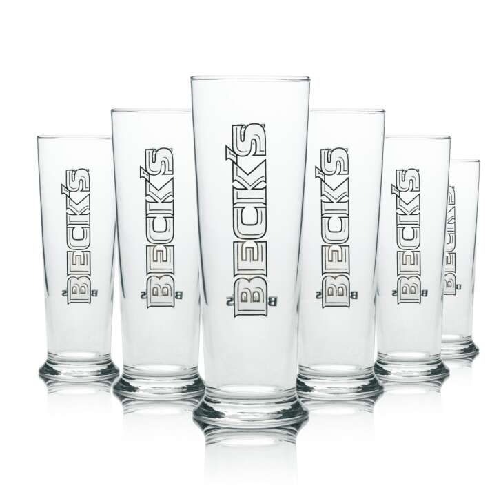 6x Becks Beer Glass Seattle 0,2l Sahm Tulip Glasses Brewery Cup Gastro Bar