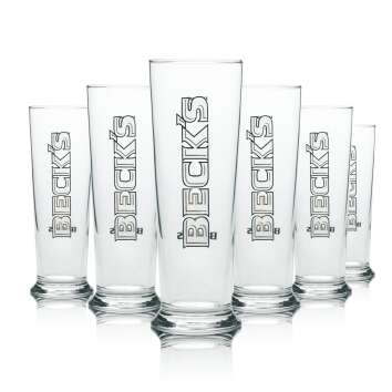 6x Becks Beer Glass Seattle 0,2l Sahm Tulip Glasses...