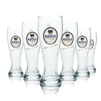 6x Riegele beer glass 0,5l wheat beer glasses Hefe Weizen...