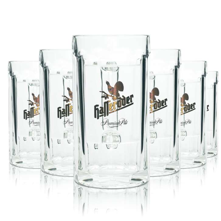 6x Hasseröder Beer Glass Seidel 0,5l Sahm Krug Brewery Mugs Glasses Beer Pils