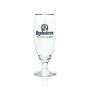 6x Landskron beer glass goblet 0,4l gold rim Rastal tulip stemmed glasses brewery