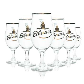 6x Eibauer beer glass goblet 0.3l gold rim Rastal tulip...