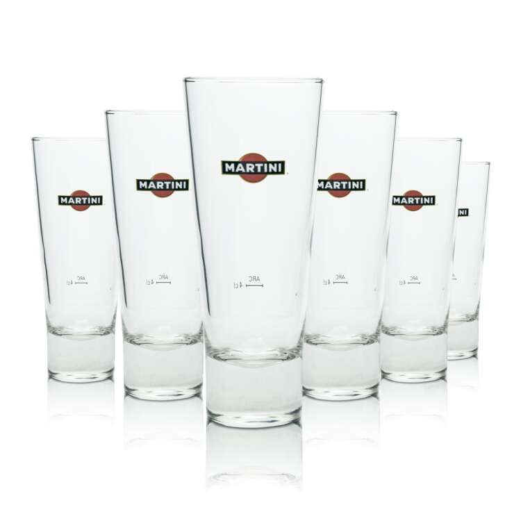 6x Martini vermouth glass long drink retro look cocktail glasses oak gastro collector