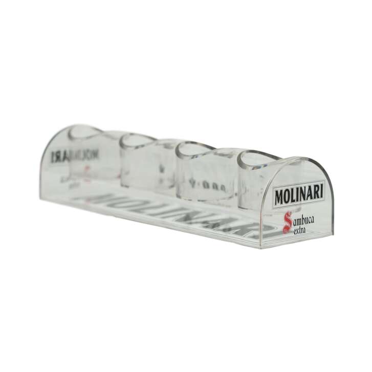 Molinia Extra Sambuca Tray 4 Glasses Shot Schnapps Holder Presentation Display