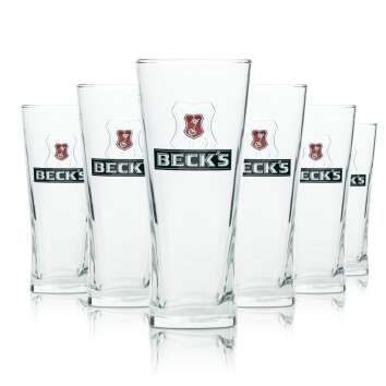 6 Becks beer glass Henry mug 0,2l relief logo new