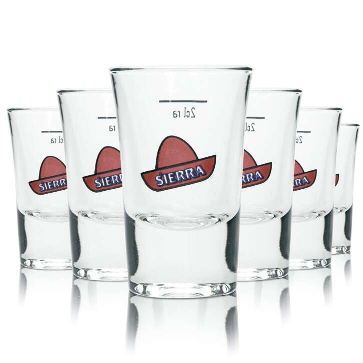 6x Sierra Tequila Glass Shot 2cl Hat Short Shot Liqueur Glasses Mexico Bar