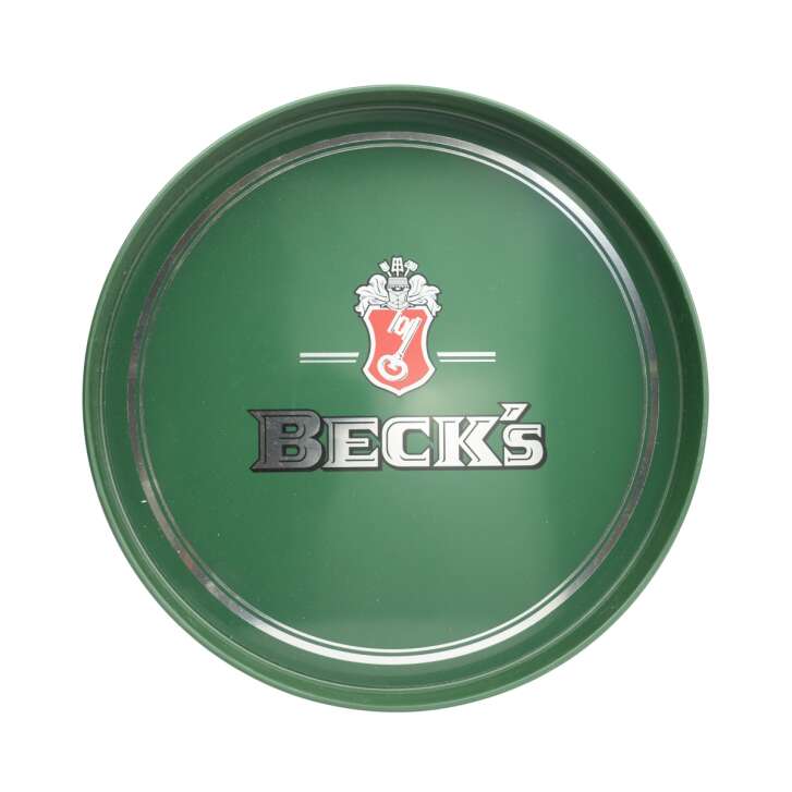 Becks beer tray retro green glasses waiter high rim serving tray bar rubber