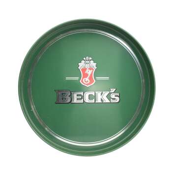 Becks beer tray retro green glasses waiter high rim...