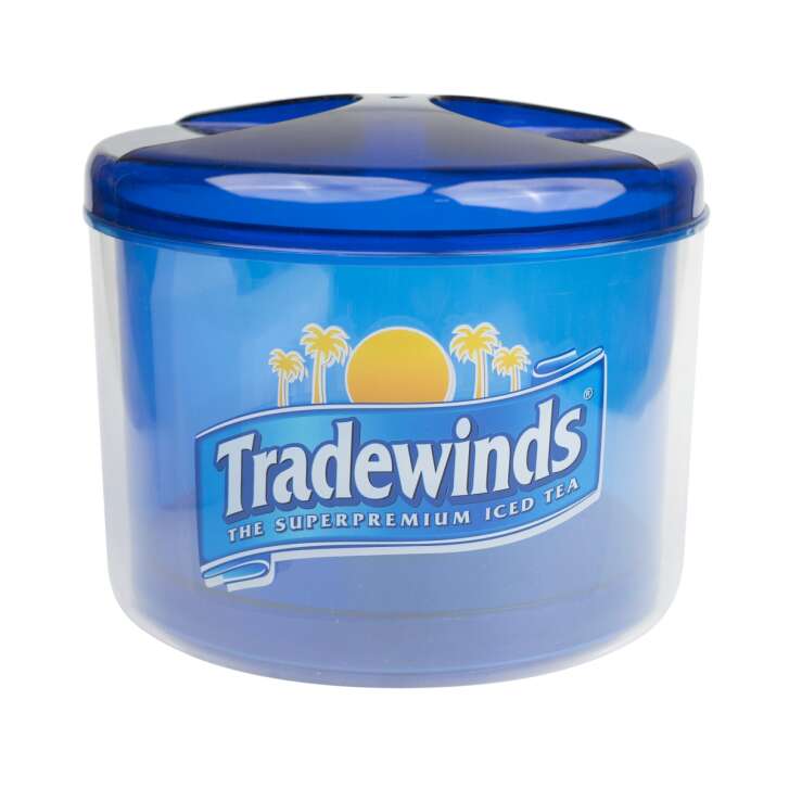 Tradewinds iced tea ice box round 29cm cooler ice cube container bottles blue bar