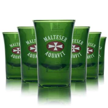 6x Malteser Glass 2cl Shot Short Stamper Schnapps Glasses...