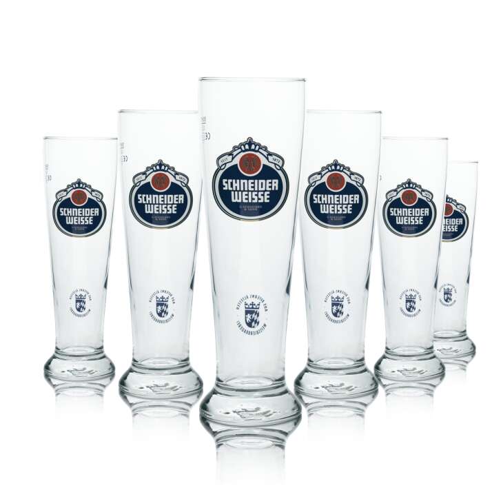 6x Schneider Weisse beer glass 0,5l wheat beer Sahm glasses wheat brewery Bavaria