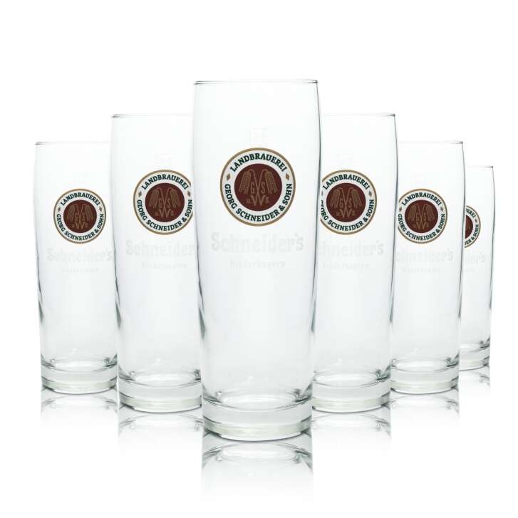 6x Georg Schneider & Sohn Landbräu Beer Glass 0,5l Rastal Willi Glasses Mugs Bavaria