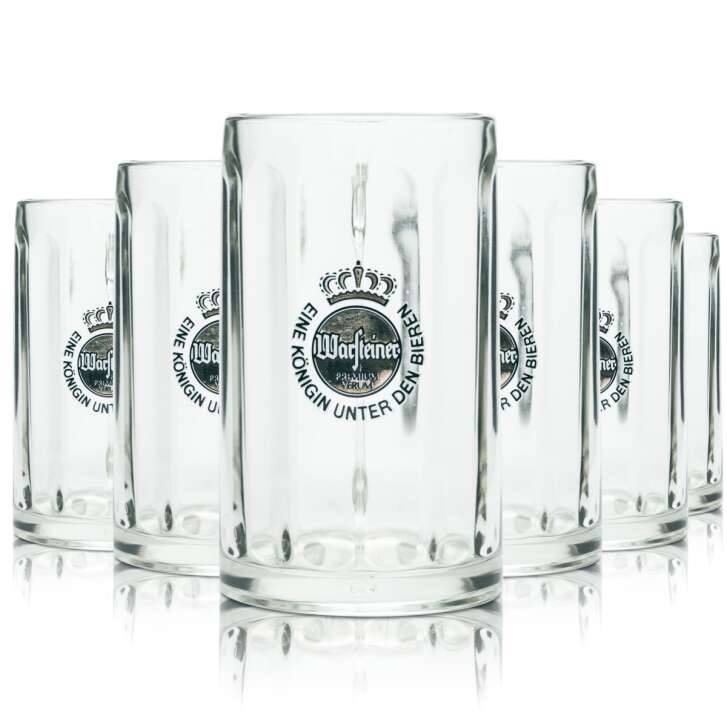 6x Warsteiner beer glass 0,3l mug Rastal Seidel handle glasses brewery mugs bar
