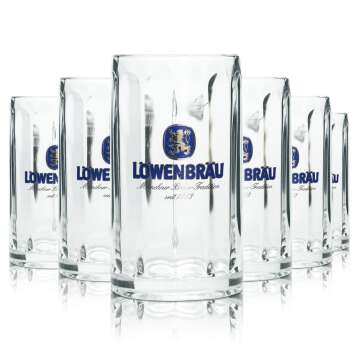 6x Löwenbräu beer glass 0.4l mug Rastal Seidel...