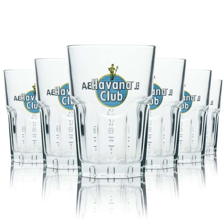 6x Havana Club Rum glass 34cl Tiger blue Rastal special edition