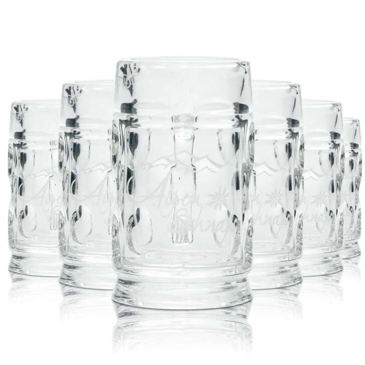 6x Alpenschnaps Steinbeisser glass Mini Masskrug 2cl schnapps short shot glasses Stamper